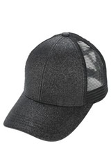 C.C Exclusive Women Glitter Mesh Back Criss-Cross Ponytail Baseball Cap Pony Cap