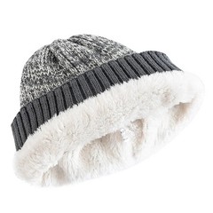 Brand New Beanie Two Tone Unisex Knit Beanie Winter Hats Add Fur Lined Fasion