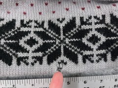 Beanie Toque Adult One Size Gray Red Fair Isle Knit 100% Wool Made USA Ski Pom
