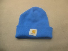 Carhartt One Size Unisex Blue Knit Logo Casual Work Knit Beanie Hat 10U