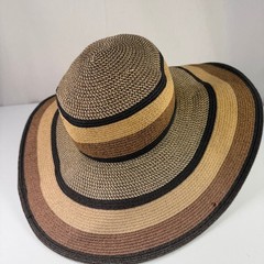 Croft & Barrow Women’s Hat Multi-Color Brown Black Tan Wide Brim Floppy Straw