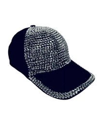 Black Studded Baseball Cap Hat Fitted Gift Trendy Y2K Style Gift Preowned