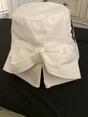Women’s Ivory Cotton Canvas Bucket Hat Aquarius Zodiac Embroidered Bow One Size