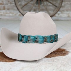 Blue Feather Hat Band – Pearl