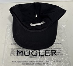 MUGLER LOGO PLAQUE ORGANIC COTTON BASEBALL CAP CAPPELLO DONNA BLACK ADJUSTABLE