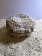 True Religion Newsboy Flat Cap Plaid Suede Logo Y2K Style Cream Brown New
