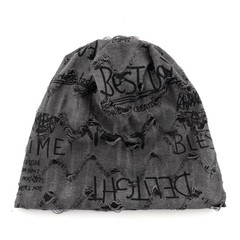Letter Print Beanie Hats for Women Men Vintage Distressed Cracked Design ​wastel