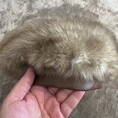 Women’s Hat Fur leather trim One Size USA Union Made Vintage look brown cabby