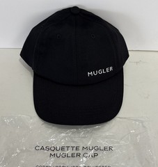 MUGLER LOGO PLAQUE ORGANIC COTTON BASEBALL CAP CAPPELLO DONNA BLACK ADJUSTABLE