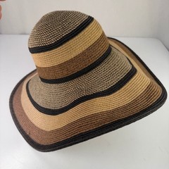 Croft & Barrow Women’s Hat Multi-Color Brown Black Tan Wide Brim Floppy Straw