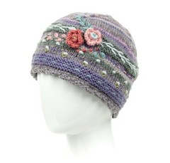 LOST HORIZONS Women’s Lassen Beanie Handcrafted 100% Wool Floral Artsy Crochet