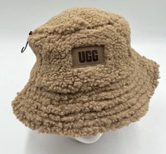 UGG Faux Fur Sherpa Bucket Hat Brown Caramel Womens O/S One Size Winter Warm NEW