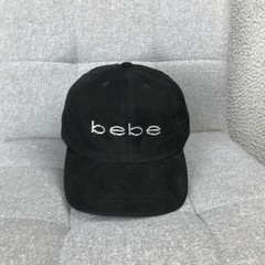 Bebe Hat Cap Strap Back Womens One Size Black Rhinestone Logo Twill Baseball