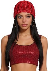 Handmade Summer Crochet Sequin Beanie Hat for Women Lightweight Knit Beanies Hat