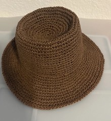Madewell Chocolate Raisin Lantern Straw Sun Hat SZ S/M Casual Packable Vacation