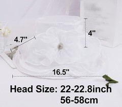 Women’s White Organza Wedding Fascinator Hat Wide Brim Church Bridal Tea Party