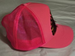 Feathered Trucker Caps Otto Hot Pink Beautiful Feathers And Stone Snapback