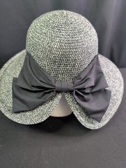 Peter Grimm True Character Woven PAPER Sun Hat Black White Bow One Size 24″
