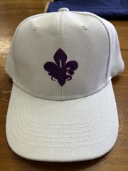 Fleur De Lis Logo Adjustable Strap Back Curved Bill White Baseball Cap