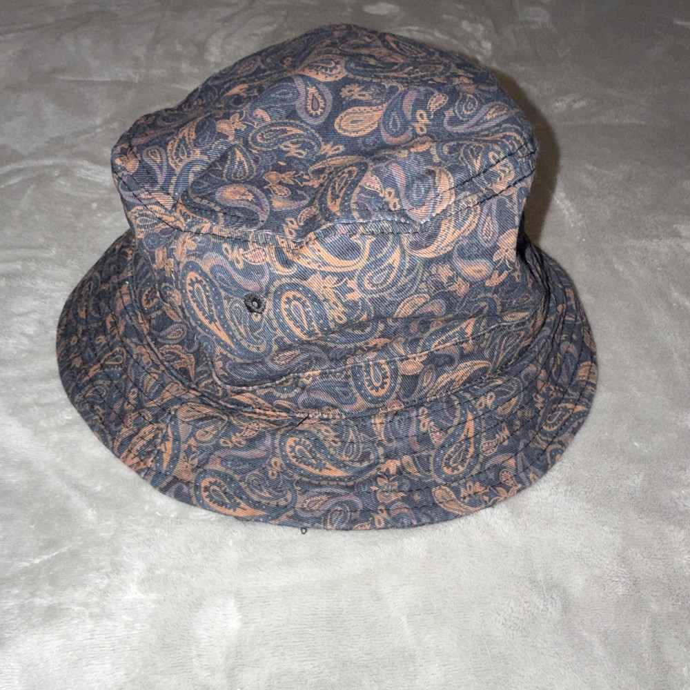 Urban Outfitters Paisley Bucket Hat Blue/Brown One Size Women Cotton/Poly