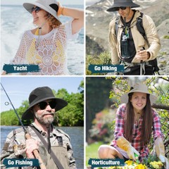 Men Women Wide Brim Sun Hat UV Protection Summer Boonie Bucket Cap for Outdoor