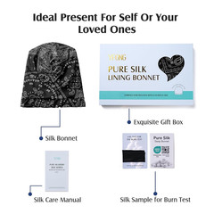 Mulberry Silk Hair Bonnet for Sleeping Women Men, Real Silk Lining, Not Satin, S