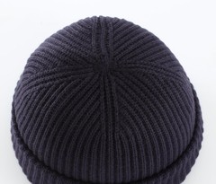Rib Knit Beanie Hat for Men and Women (US, Alpha, One Size, Navy Blue)