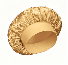 Women’s Wide Edged Silk Sleeping Hat, Gold Hair Care Cap in Stock