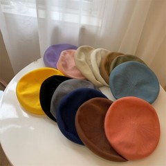 Women Summer Lightweight French Beret Breathable Thin Solid Color Beanie Hat