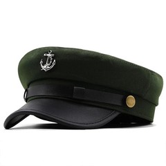 Women’s ARMY GREEN Sailor Cadet Boat Hat Captain Costume Halloween Hats BER-079