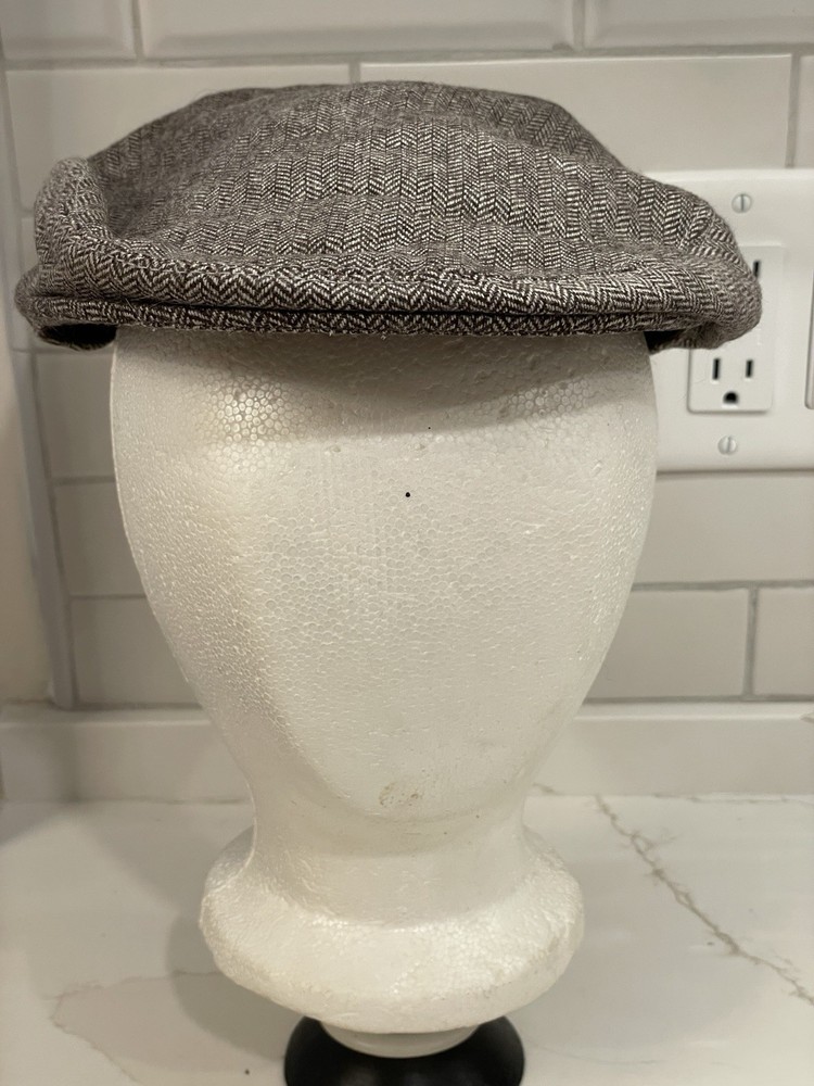 Kangol Newsboy Hat Geez Cap Adult Medium Herringbone Brown White Wool Blend New