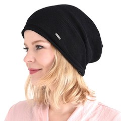 Silk Beanie Hat for Men and Women, Black