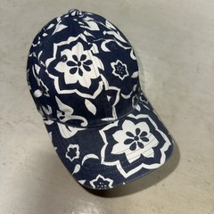 Blue White Floral Womens Ball Cap Hat Adjustable Baseball Sun Shade Adult Summer