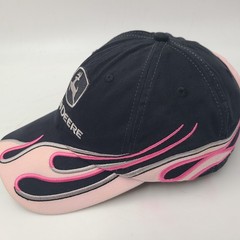 Women John Deere Hat Adjustable Black Pink Flames Cotton Farm Hunt Fish Casual