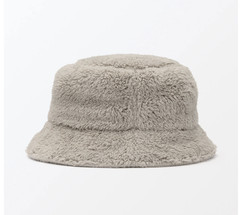 MUJI Fuzzy Furry Bucket Hat, Recycle Polyester Boa, Brown, One Size, Free Ship