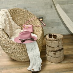 LILA Nodal Cowboy Flat-Brim Wool Hat