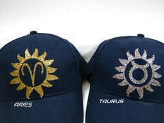 Astrology Sun Sign Zodiac Glittery Hip Hop Navy Blue Bling Baseball Hat Cap