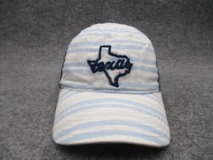 Texas Hat Cap Blue White Striped Womens Strap Back State Shape Home Free