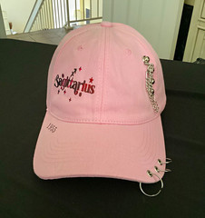 Pink Sagittarius Zodiac Adjustable Baseball Cap Hat with Metal Rings Chain