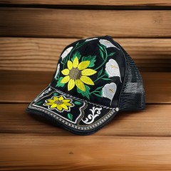 Women’s Western Cowgirl Sunflower Cap Gorra Mujer Vaquera Girasoles Cachucha