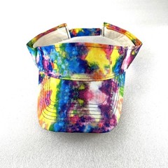 Multicolored Tie Dye Print Women Visor Hat Cotton Polyester One Size Adjustable