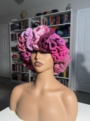 Shades Of Pink Crochet Ruffle Hat