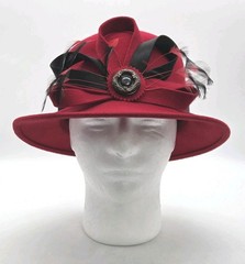 Betmar New York Cloche Hat 100% Red Wool Felt #B871 OSFM