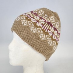 Women’s Knit Beanie Hat Beige Pink White Acrylic Winter Cap Size S Soft China