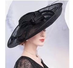 Sinamay English Hemp Elegant Banquet Hat For Wedding Tea Party Special Occasion