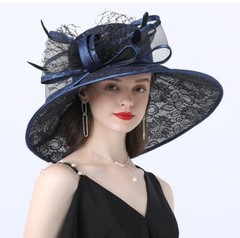 Women Wide Brim Organza Church Kentucky Derby Hat Bridal Tea Party Wedding Cap