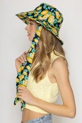 Do Everything in Love Women’s Cotton Sunflower Print Bucket Hat with Chin Tie