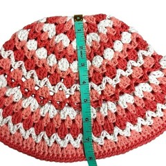 Stylish Crochet Sun Hat in Coral and White