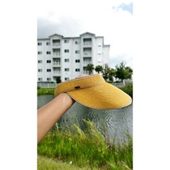 Scala Collezione Yellow Packable Sun Visor Paper Braid One Size Travel Beach