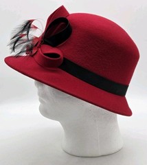 Betmar New York Cloche Hat 100% Red Wool Felt #B871 OSFM